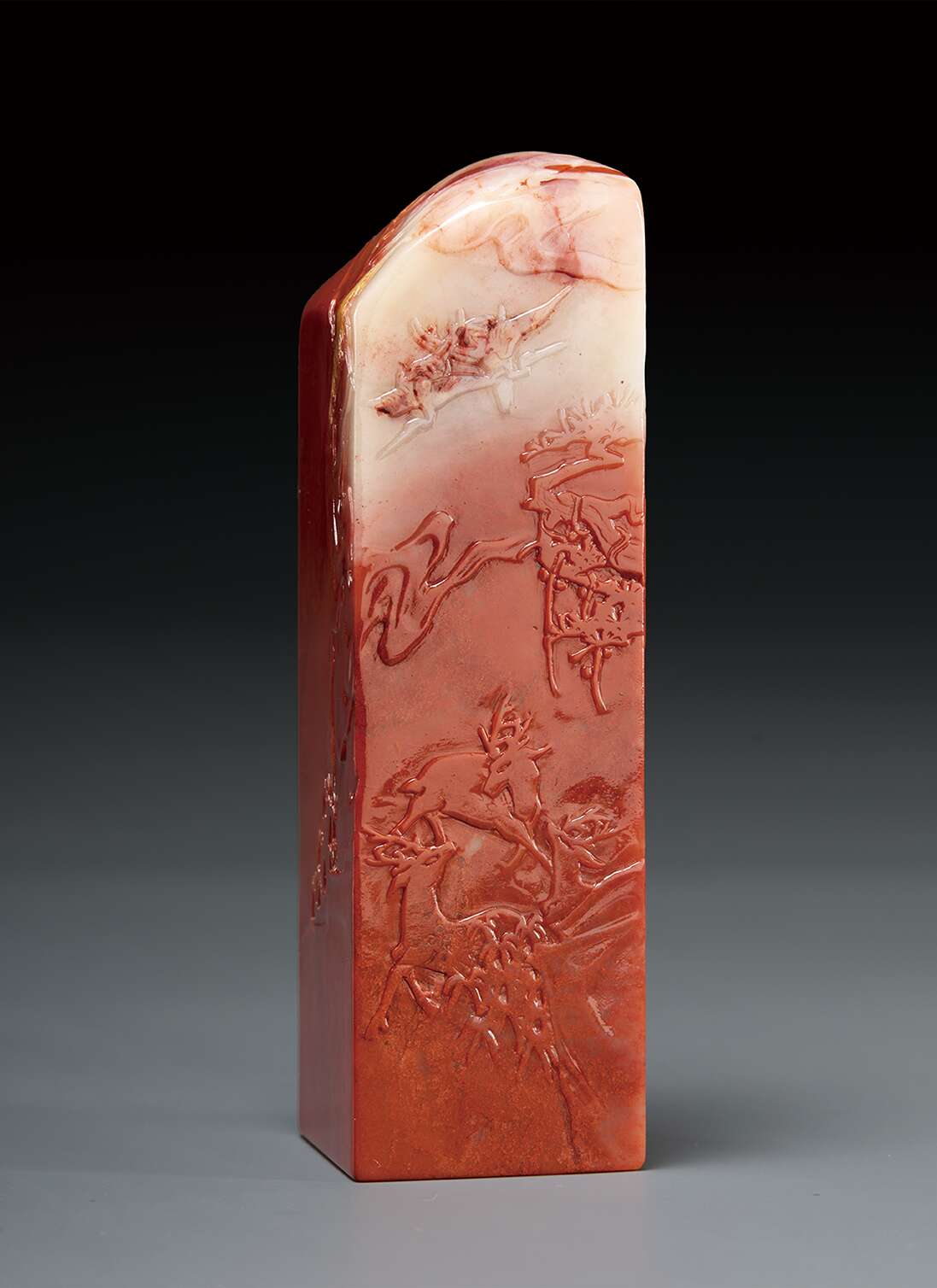 鹿竹平安薄意方章