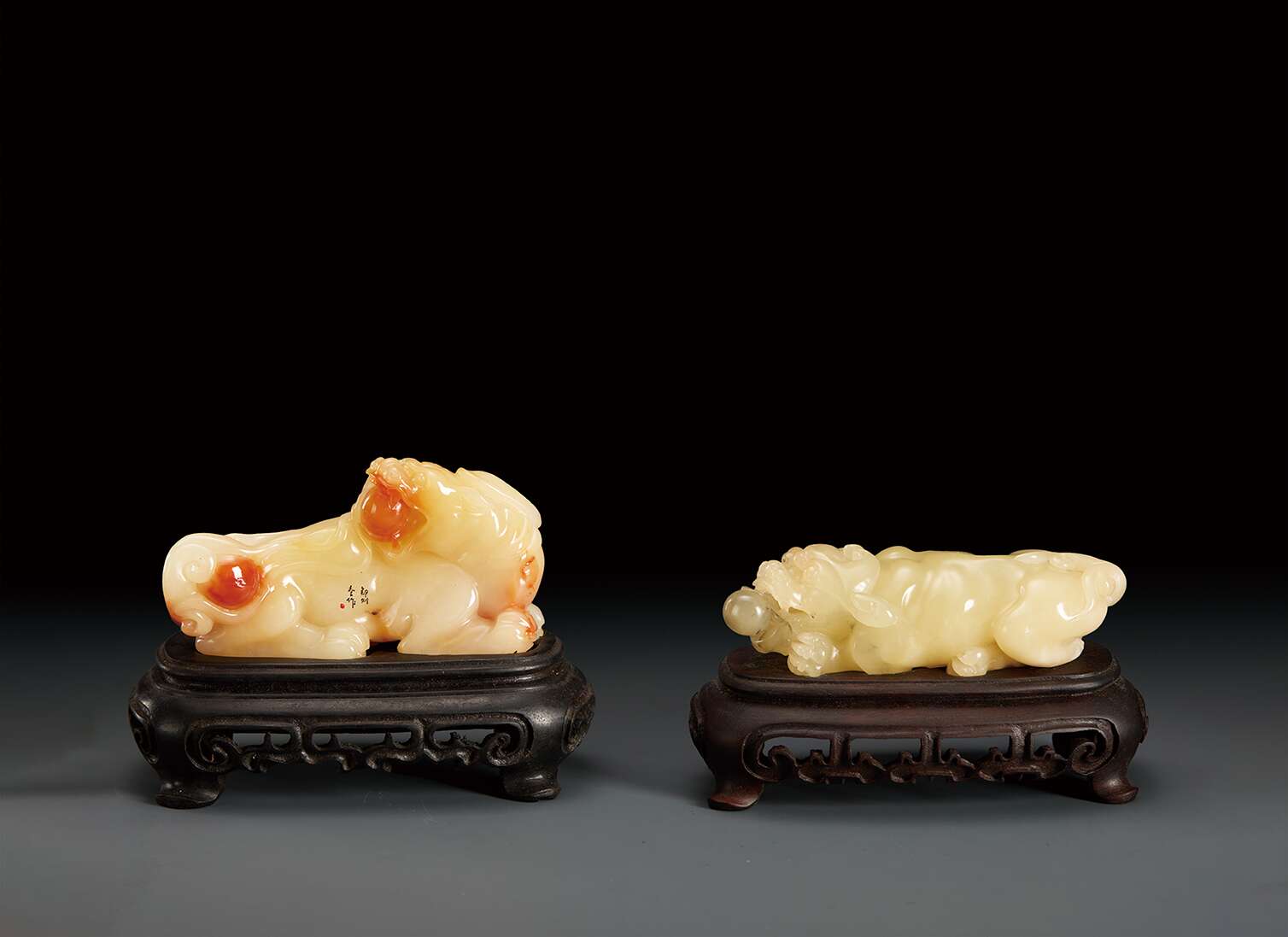 狮戏球两件套把件